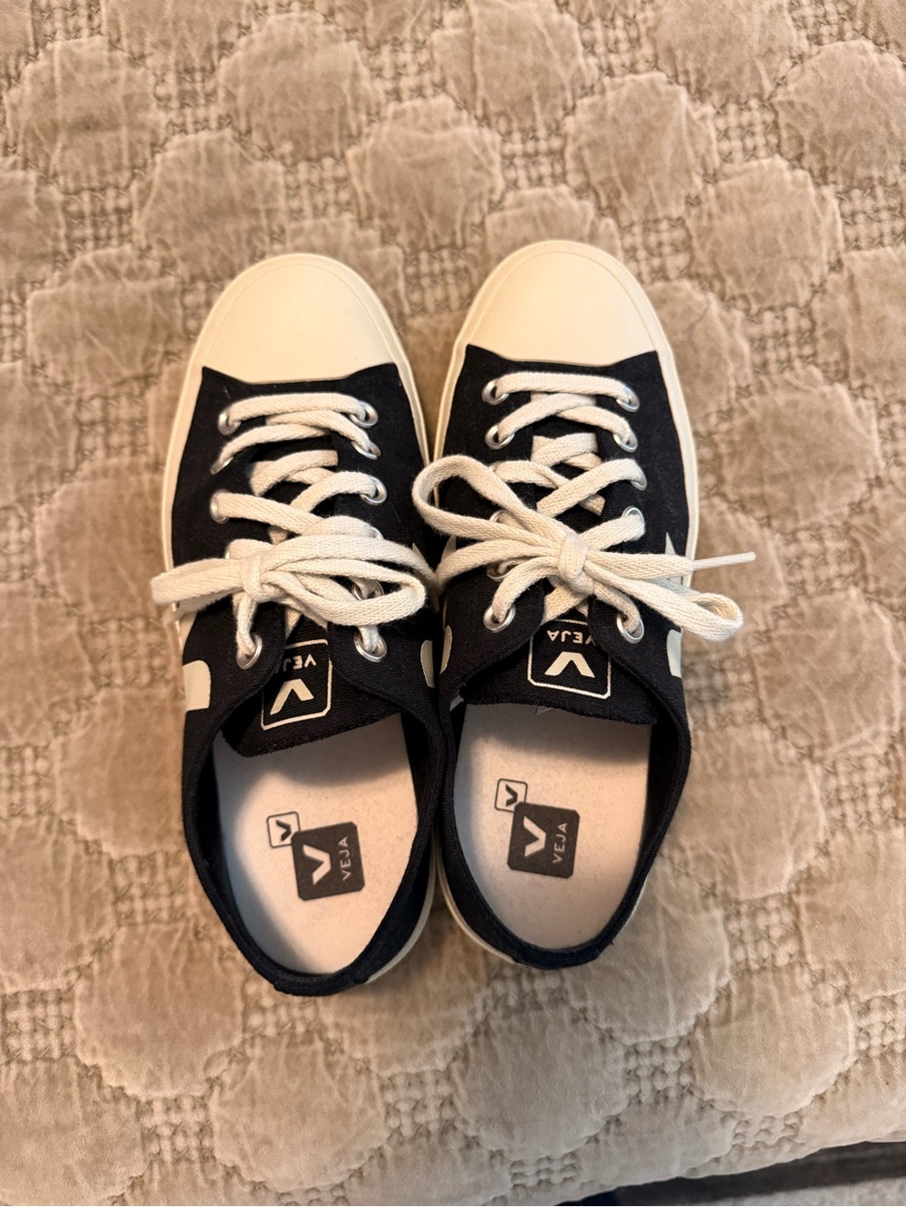 Veja Black and White Low-Top Sneakers